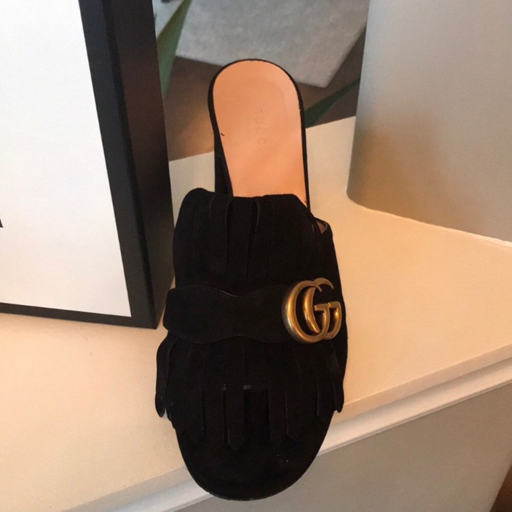 Gucci Marmont suede fringe slides - Picture 4 of 5
